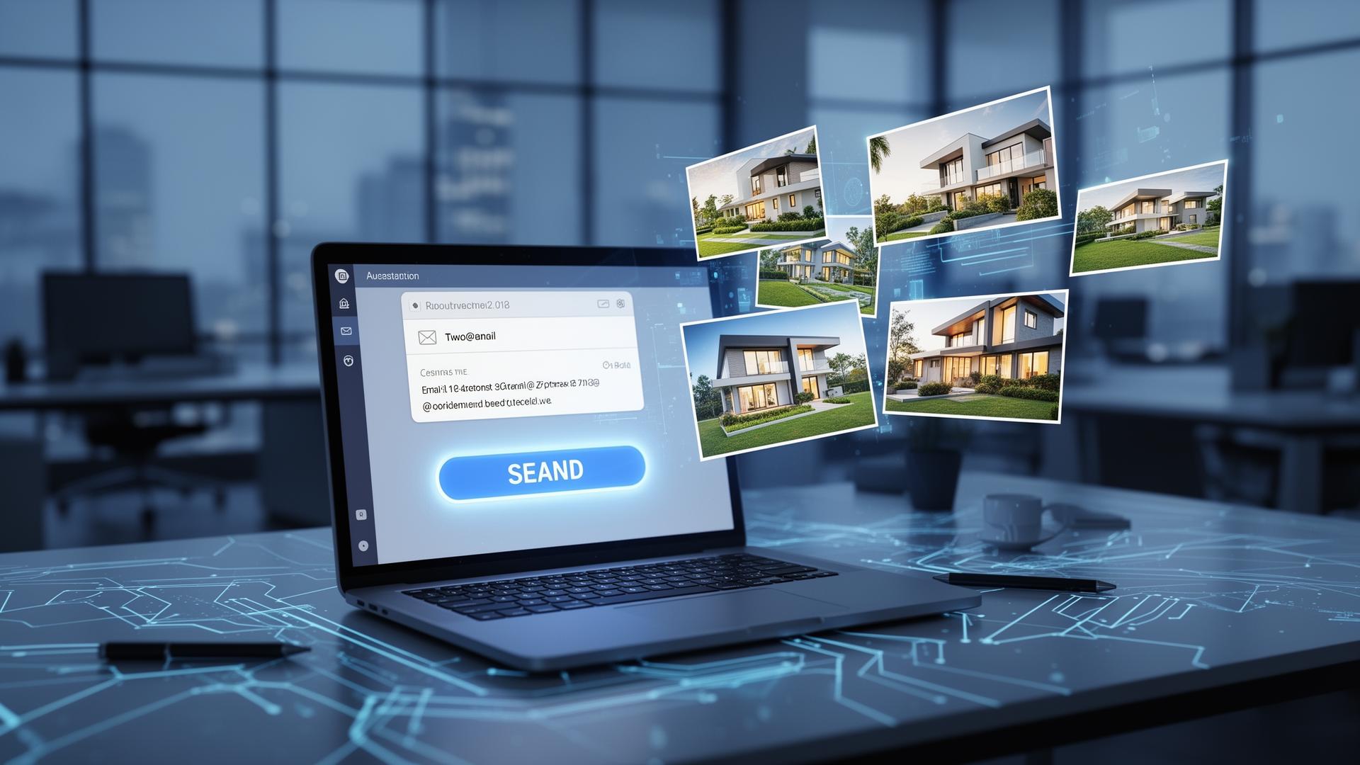 Real estate agent automating showing replies on a laptop